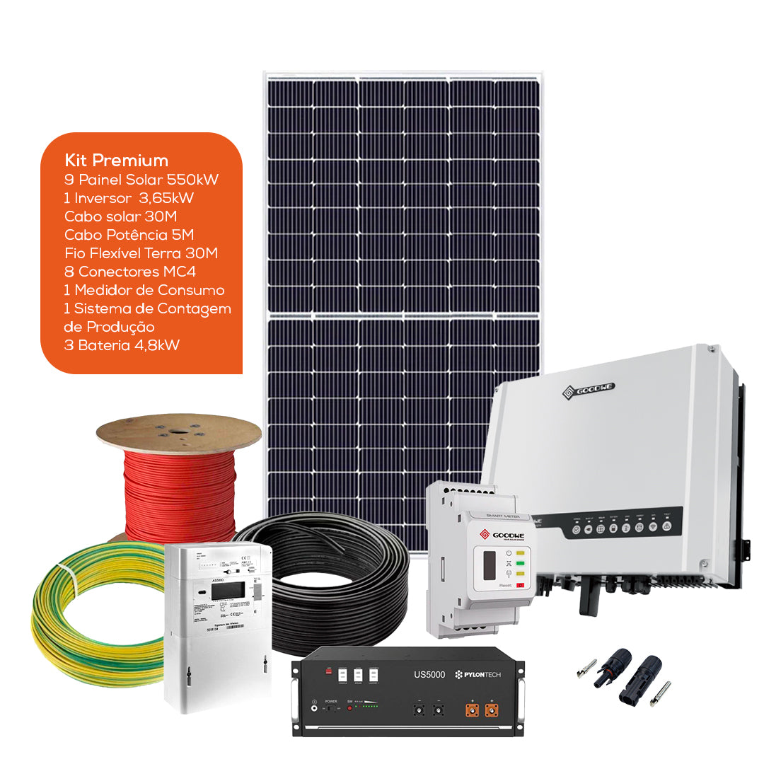 Kit com acumulação de 14,4kW – Autoconsumo 4950W – Monofásico - Goodwe