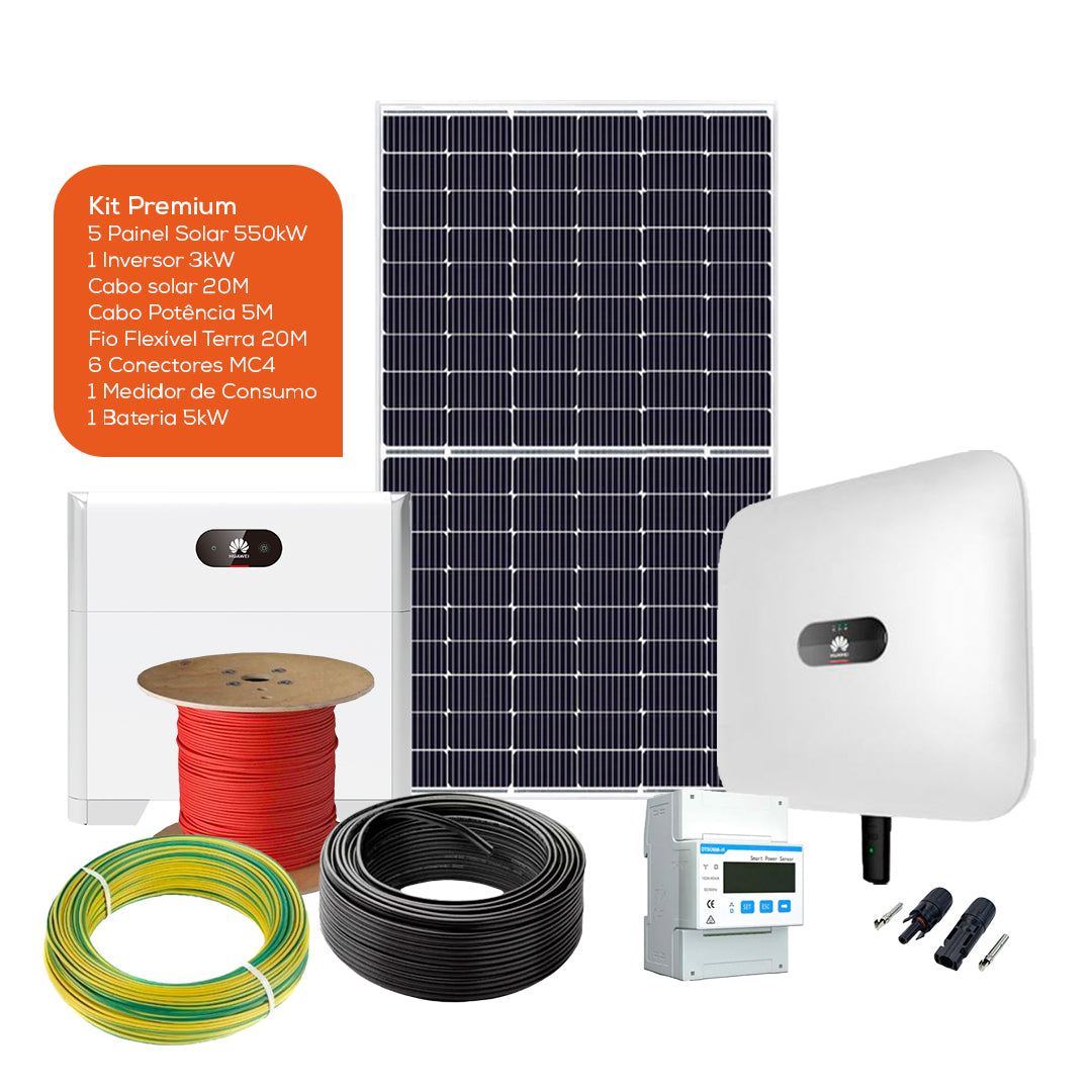 Kit com acumulação de 5kW – Autoconsumo 2750W – Trifásico - Huawei