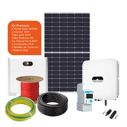 Kit com acumulação de 5kW – Autoconsumo 2750W – Monofásico - Huawei