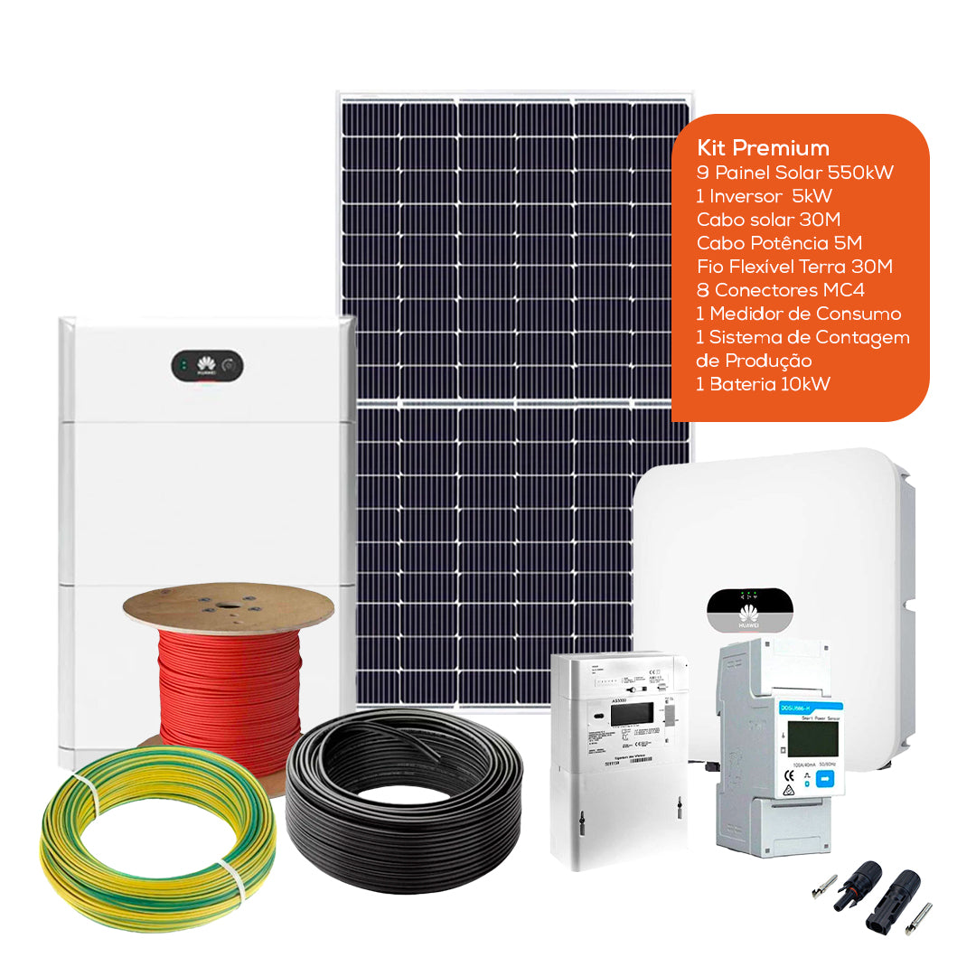 Kit com acumulação de 10kW – Autoconsumo 4950W – Monofásico - Huawei