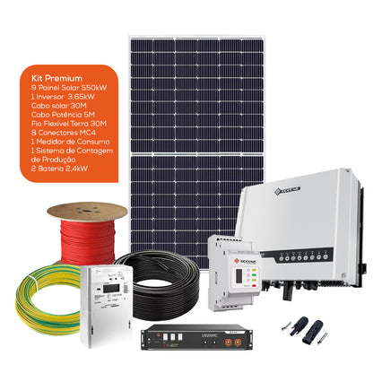 Kit com acumulação de 4,8kW – Autoconsumo 4950W – Monofásico C - Goodwe