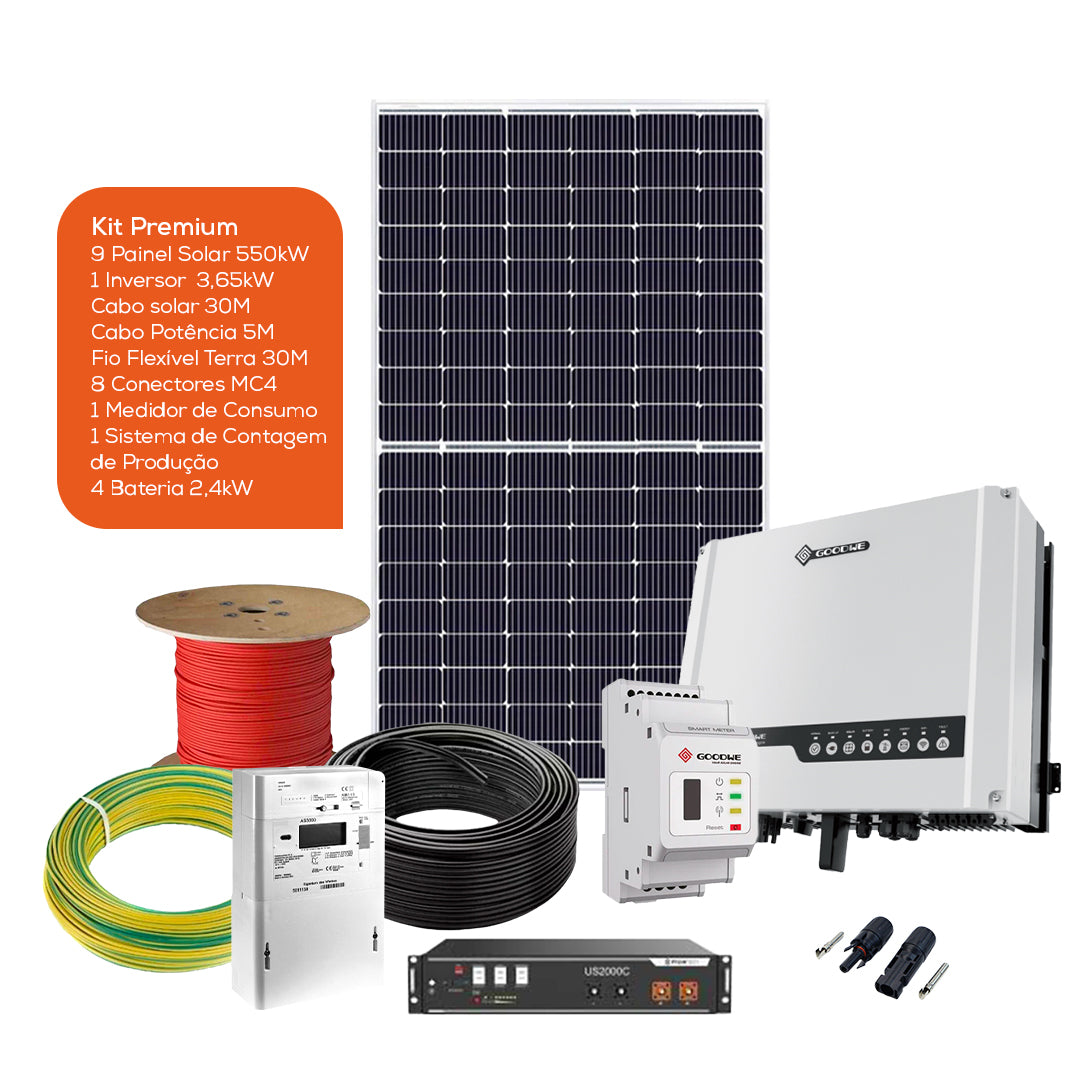 Kit com acumulação de 9,6kW – Autoconsumo 4950W – Monofásico C - Goodwe