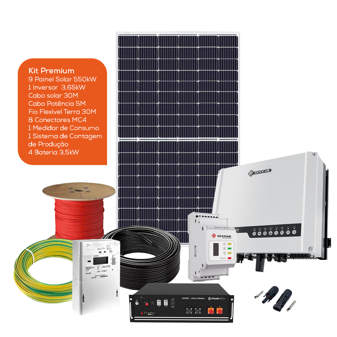 Kit com acumulação de 14kW – Autoconsumo 4950W – Monofásico - Goodwe