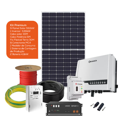 Kit com acumulação de 9,6kW – Autoconsumo 4950W – Monofásico - Goodwe